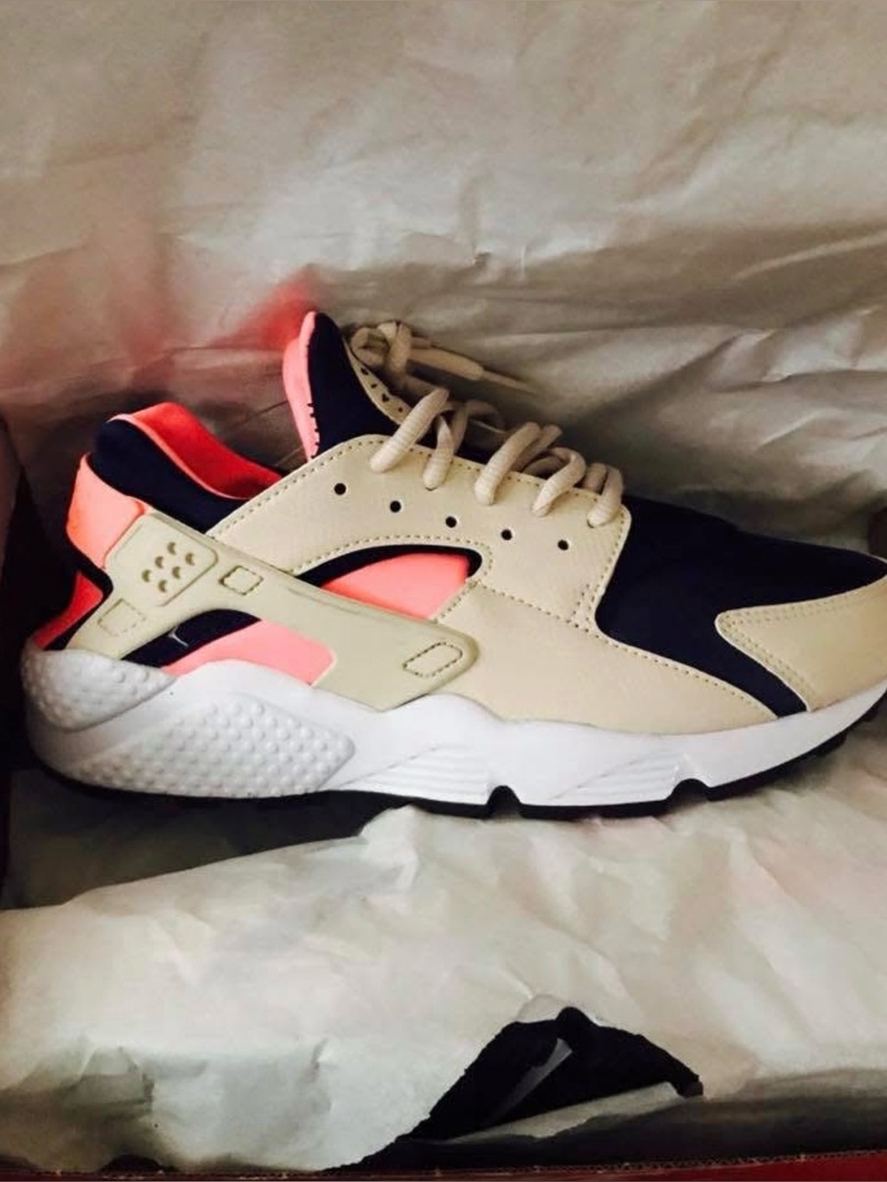 Nike Women’s Beige Black Sneaker with Coral Pink Accents